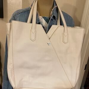 Sam Edelman Emery white leather tote